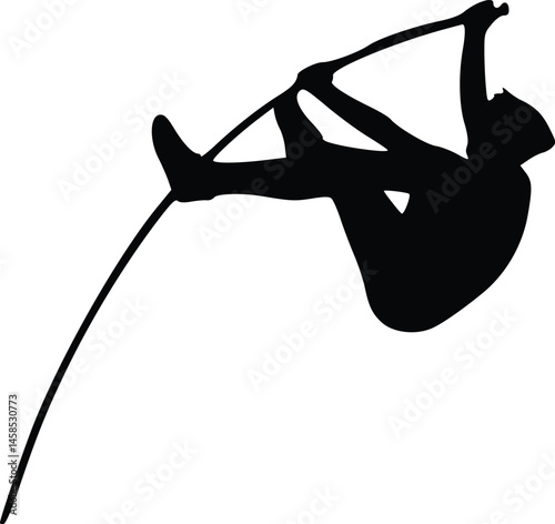 Pole Vault Athlete Silhouette – Dynamic Jump Motion Graphic for Track and Field, Sports, and Competitive Performance Design