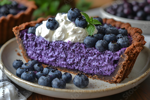 Delicious Blueberry Cream Pie with Fresh Berries and Whipped Topping for Dessert Inspiration