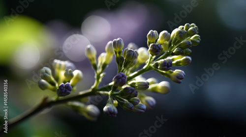 Preston lilac miss canada ramification with flower buds (syringa prestoniae) ready to blossom