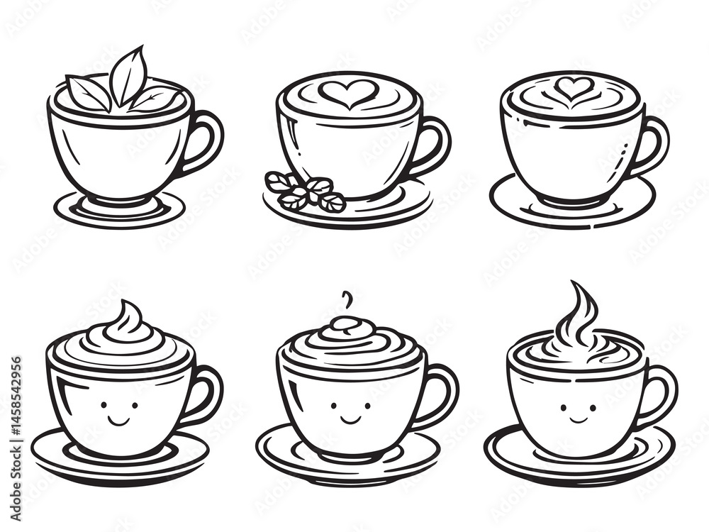 Fototapeta premium Cappuccino Clear Vision Simple Line Art Design