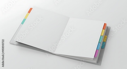 Obraz na płótnie Open notebook with colorful tabs offering space for creative organization