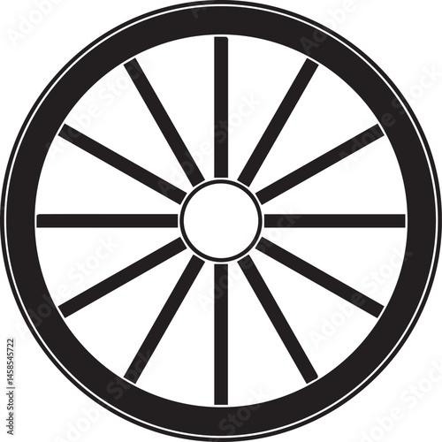Cart Wheel Silhouette Vector – Basic Rolling Part Black Vector Illustration