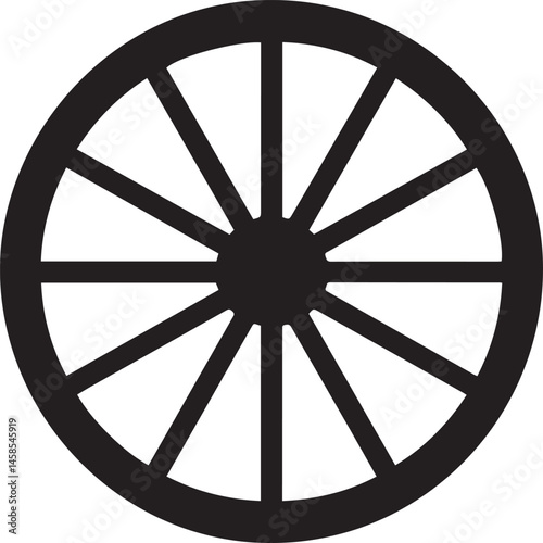 Cart Wheel Silhouette Vector – Basic Rolling Part Black Vector Illustration