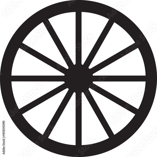 Cart Wheel Silhouette Vector – Basic Rolling Part Black Vector Illustration