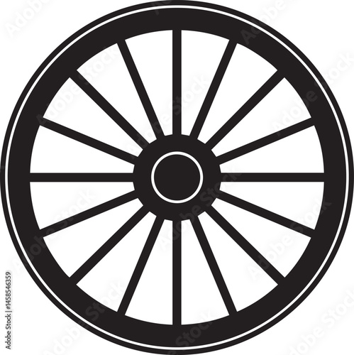 Cart Wheel Silhouette Vector – Basic Rolling Part Black Vector Illustration