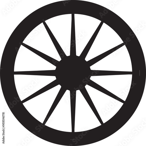 Cart Wheel Silhouette Vector – Basic Rolling Part Black Vector Illustration