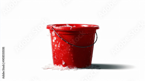 Realistic bucketful illustration set against a livid backdrop.
