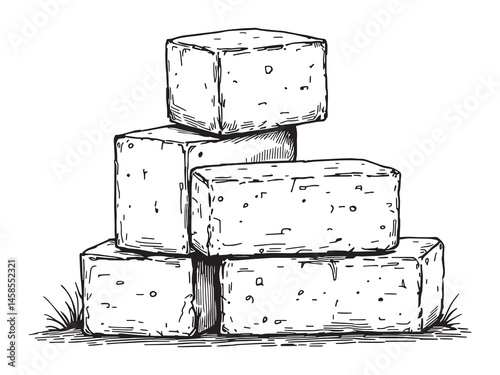 Concrete Blocks Clear Vision Simple Line Art