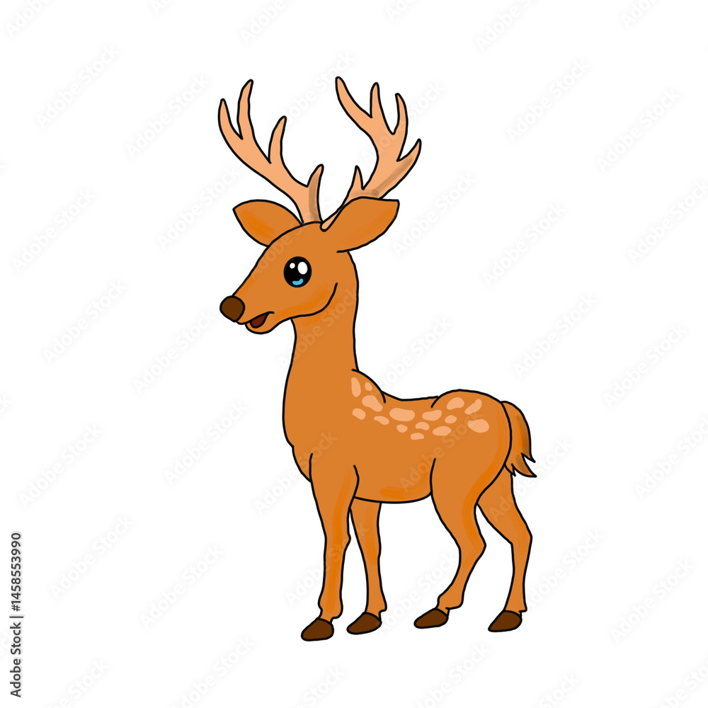 Fototapeta premium deer vector illustration with a red nose super cute