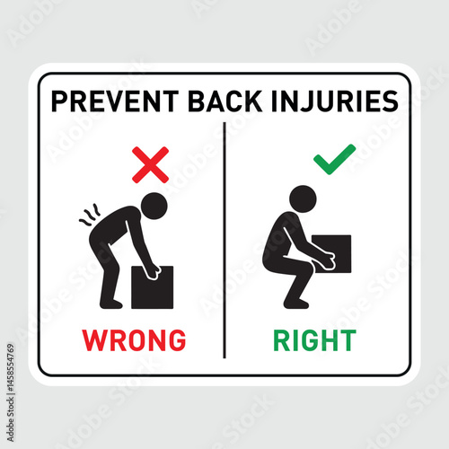prevent back injuries vector sign