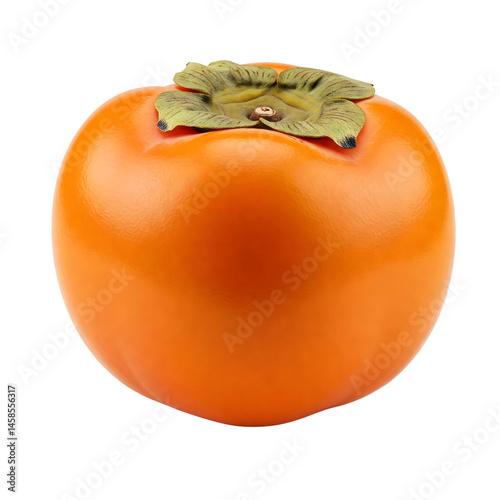 Fresh ripe persimmon fruit, cut in half to reveal its vibrant orange flesh and seeds, isolated on transparent background, perfect for healthy fruit photography, autumn fruits, and vegan food design