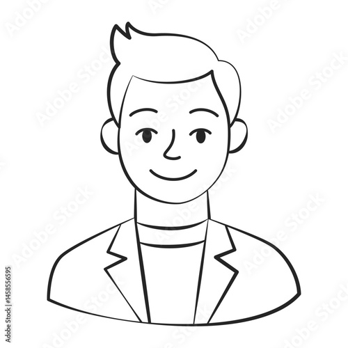 Linear art portrait of a guy with a fashionable hairstyle. Minimalistic contour illustration