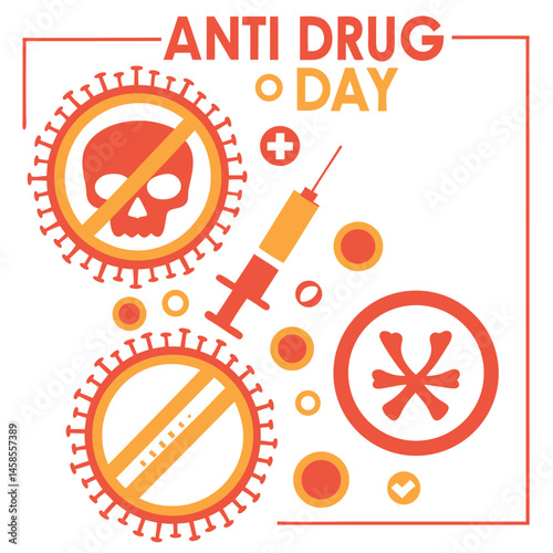    Anti Drug day vector illustration.
