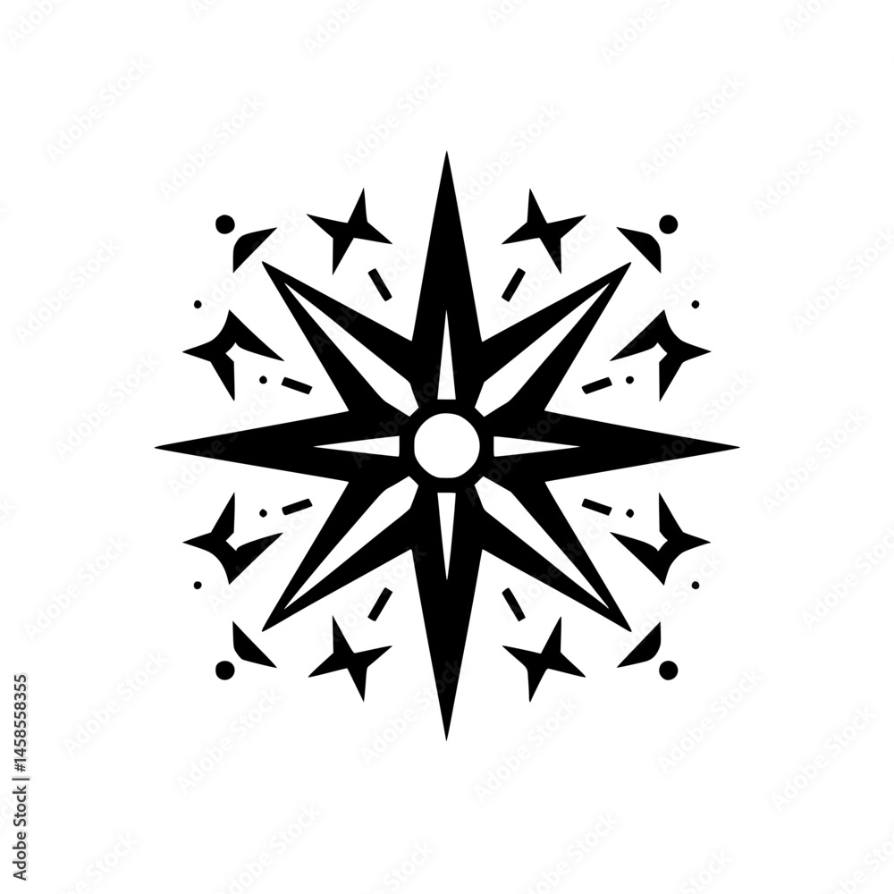 Obraz premium Abstract Black & White Starburst Design for Branding & Decor