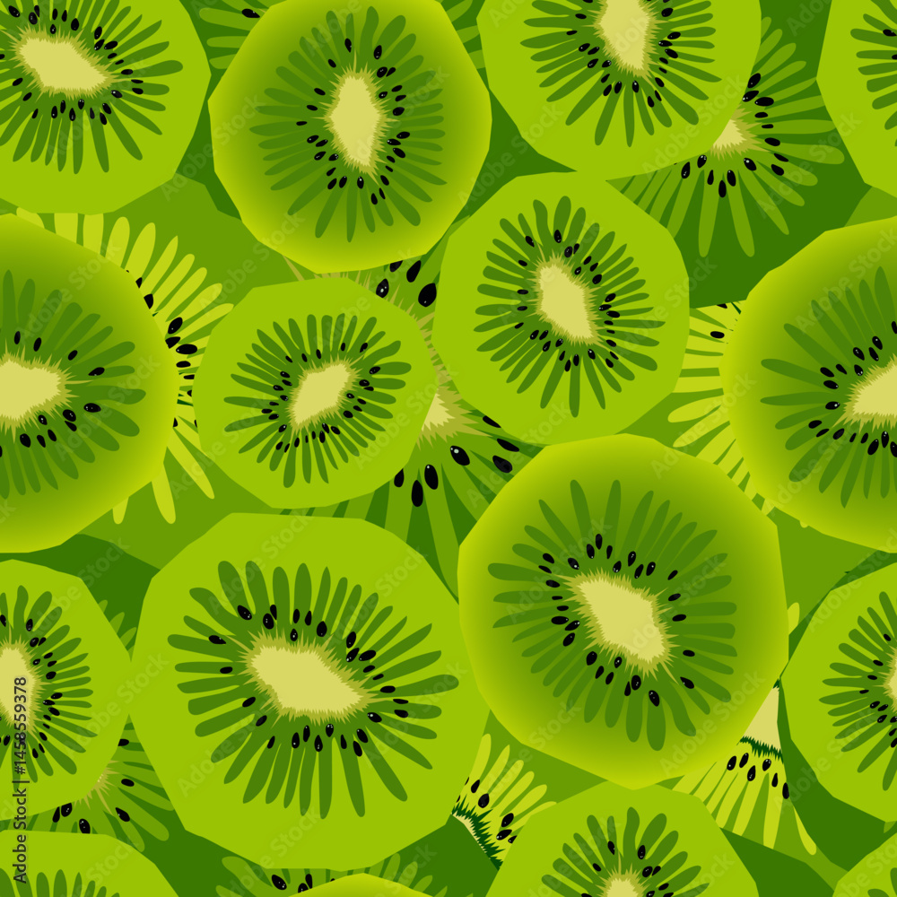 Fototapeta premium Kiwi fruit seamless pattern for background.