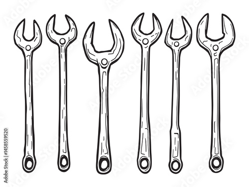 Crowbar hand tool minimal line drawing bundle