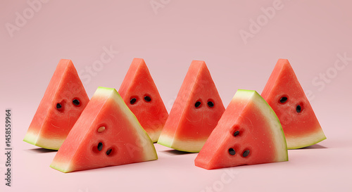 Juicy Watermelon Slices on Pink Background