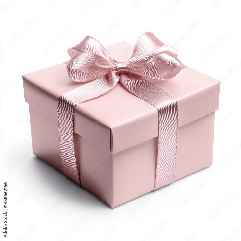 Obraz premium Blush Pink Gift Box with Metallic Pink Ribbon Bow