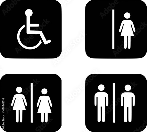 Toilet icons set black color logotype Symbols Set Free Vector Download