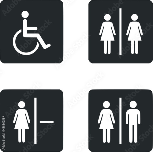 Toilet icons set black color logotype Symbols Set Free Vector Download