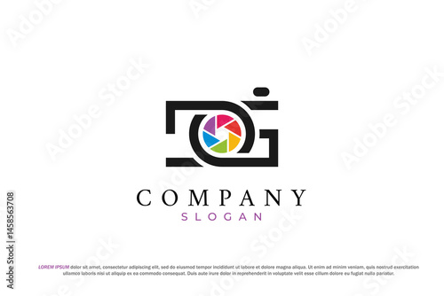 letter j and g photography studio camera lens logo