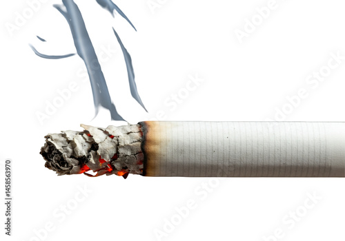 Burning Smoking Product with Smoke Rising on Transparent Background