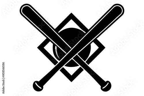 Baseball crossed bats emblem silhouette design element with transparency style, baseball, bats, crossed bats, emblem, silhouette, sport, team, game, competition, design, vector, graphic, illustration
