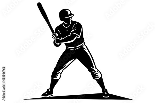 Baseball player silhouette in batting stance with white background and transparency, baseball, player, silhouette, batting, stance, sport, athlete, competition, action, team, game, swing, vector