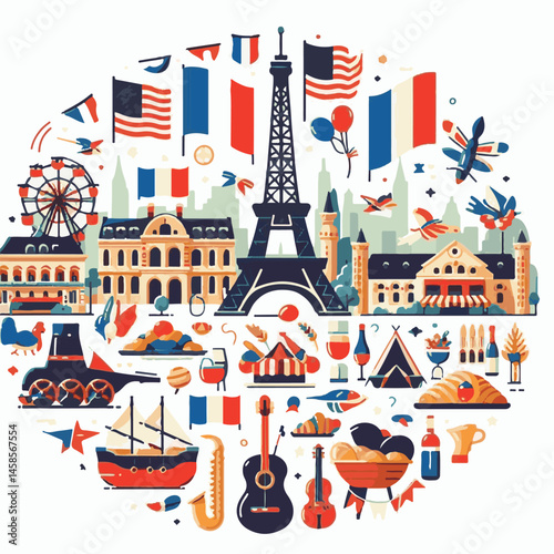 france, celebration, background, flag, holiday, illustration, freedom, paris, french, national, bastille day, bastille, banner, independence, vector, july, symbol, design, europe, patriotic, poster, b
