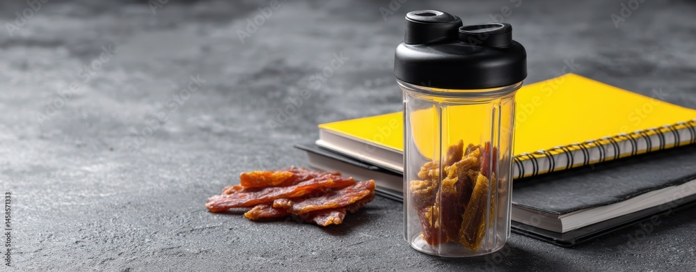 Snack Container with Dried Meat and Notebooks for Healthy Eating