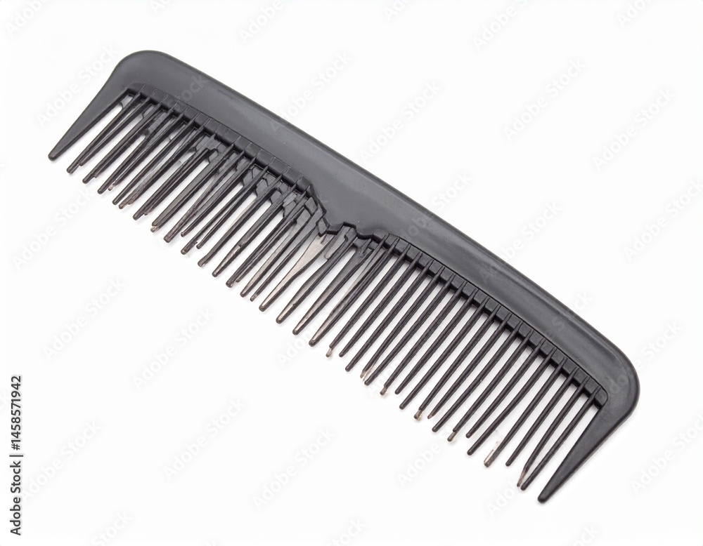 Black comb with many teeth, some damaged. Isolated Black comb with many teeth, some damaged. Isolated