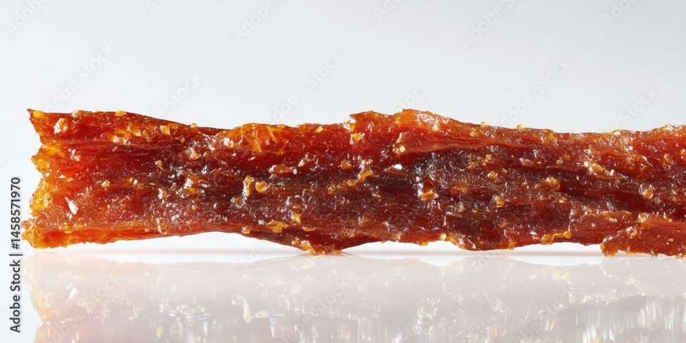 Close-Up of Deliciously Savory Dry Meat Snack in Bright Lighting