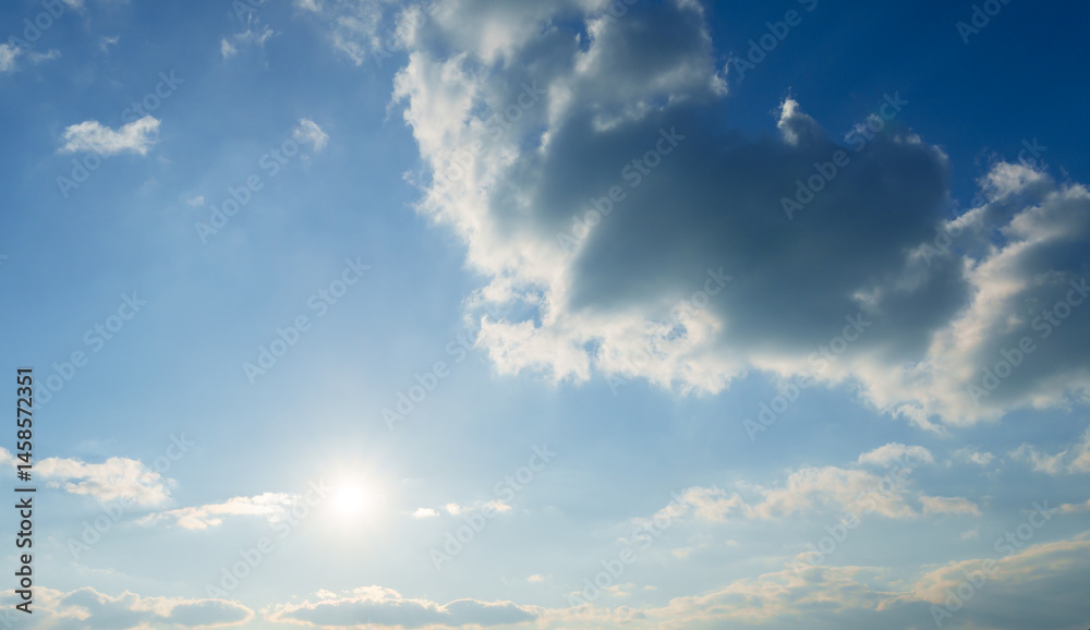 Obraz premium beautiful blue sky with soft white clouds for abstract background