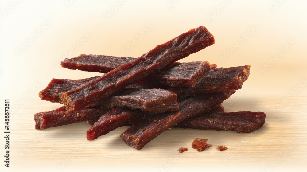 Dried Meat Strips in Rustic Setting for Culinary Delights