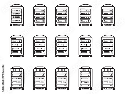 High Quality Data Center Line Art Vector Illustration