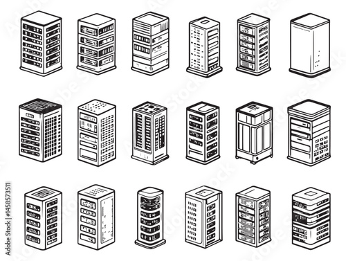 Data Center Line Art Illustration for Modern Technology