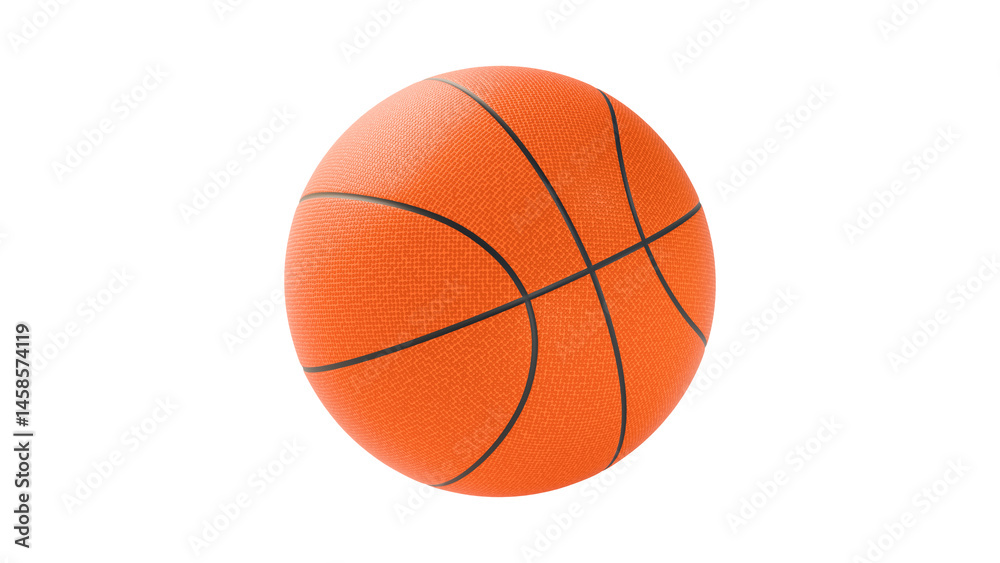 Fototapeta premium Basketball ball. Orange ball isolated. Basketball equipment for training. Sports ball on white background. Basketball equipment for team competitions. Activity, athletics. 3d image.