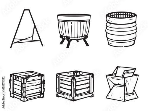 Firewood Holder Minimal Vector Icons