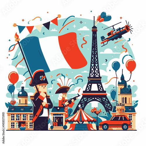 france, celebration, background, flag, holiday, illustration, freedom, paris, french, national, bastille day, bastille, banner, independence, vector, july, symbol, design, europe, patriotic, poster, b