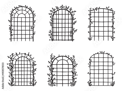 Garden Trellis Outline Vector Icons
