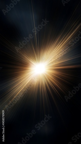Shine burst with sunlight effect and glowing rays on black