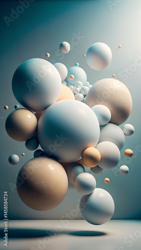 Abstract Floating Spheres in Monochromatic Colors  