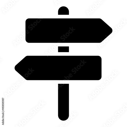 Road sign with arrows vector icon, symbolizing direction, navigation, decision-making, and travel guidance