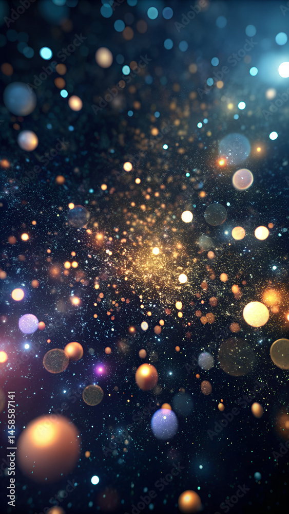 Abstract glowing particles floating in dark space Abstract glowing particles floating in dark space