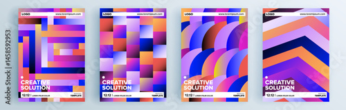 Modern abstract covers set, minimal covers design. Colorful geometric background, vector illustration.