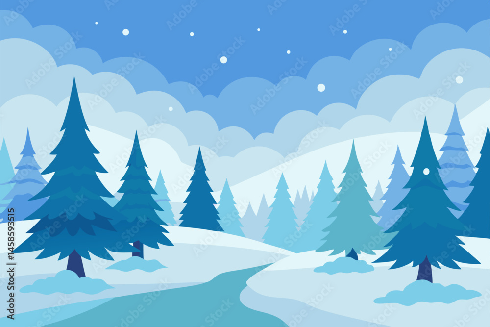 Fototapeta premium winter landscape with trees and snow