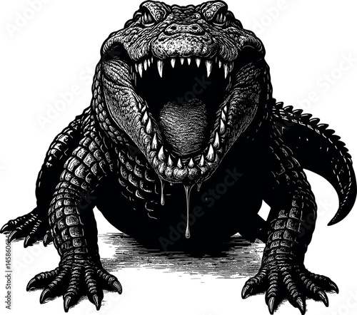 Crocodile vector black silhouette cricut print design for T-Shirt