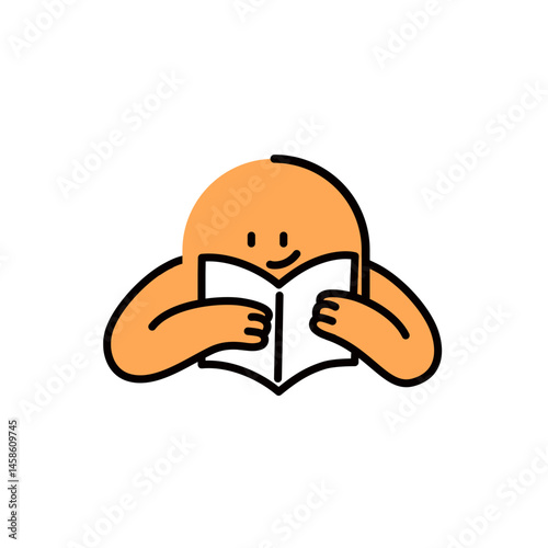 Reading Abstract Blob Emoji Character – Minimalist Daily Activity Illustration for UI/UX, Sticker, and Comic Projects