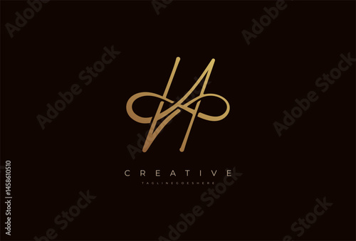 Letter H calligraphy Logo, Luxury letter H with infinity icon combination, vector illustration
