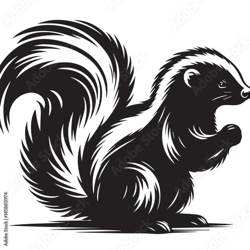 Wallpaper Mural skunk silhouette, skunk line art silhouette, skunk svg, vector illustration, skunk vector silhouette icon - , ideal for wildlife, safari, and animal-themed illustrations, Skunk in the Autumn. Torontodigital.ca